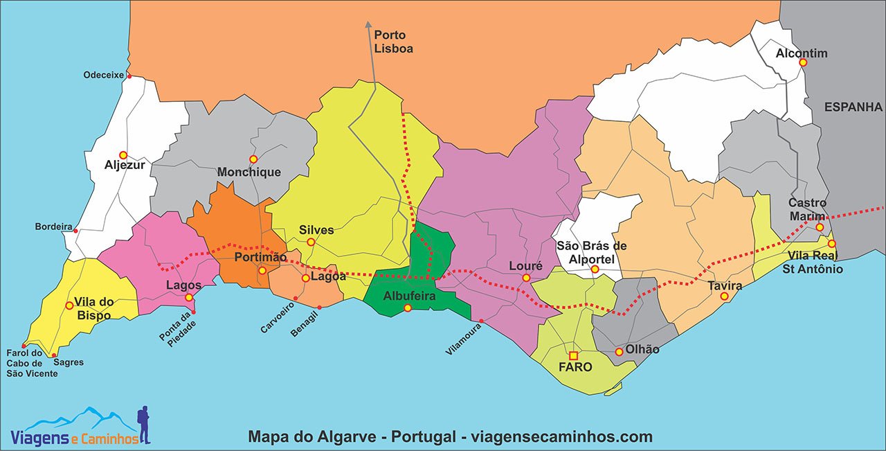 Mapa do Algarve - Espírito Viajante